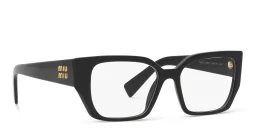 Shop MIU MIU Rectangle Eyeglasses in Matte Black online.
