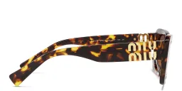 Shop MIU MIU Rectangle Sunglasses in Honey Havana online.