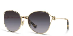 Shop MIU MIU Oversized Panthos Sunglasses in Pale Gold online.