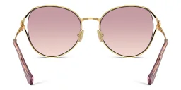 Shop MIU MIU Vertical Logo Oversized Panthos Sunglasses in Gold online.