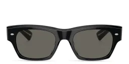 Shop OLIVER PEOPLES Unisex Rectangle Sunglasses in Black online.