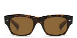 Shop OLIVER PEOPLES Unisex Rectangle Sunglasses in Walnut Tortoise online.