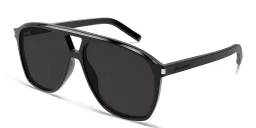Shop SAINT LAURENT Logo Aviator Sunglasses in Black online.