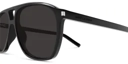 Shop SAINT LAURENT Logo Aviator Sunglasses in Black online.