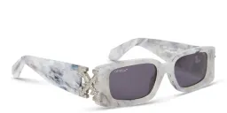 Shop OFF WHITE Roma Unisex Rectangle Sunglasses in Grey online.