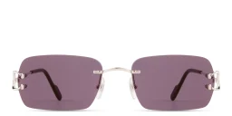 Shop Cartier Signature C de Cartier Rimless Rectangle Sunglasses in Silver online.