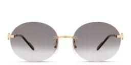 Shop Cartier Première de Cartier Rimless Oval Sunglasses in Gold online.