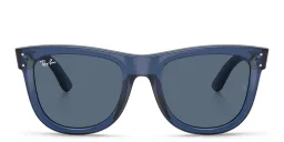 Shop Ray-Ban Wayfarer Reverse Unisex Square Sunglasses in Transparent Navy Blue online.