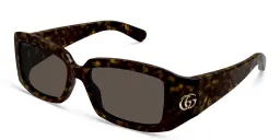 Shop GUCCI GG Rectangle Sunglasses in Havana online.