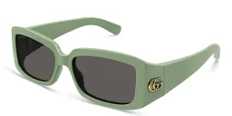Shop GUCCI GG Rectangle Sunglasses in Green online.