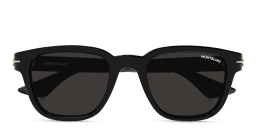 Shop MONTBLANC Square Sunglasses in Black online.