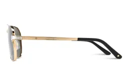 Shop Cartier Santos de Cartier Wide Pilot Sunglasses in Gold online.