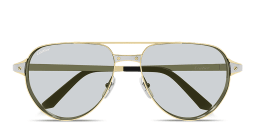 Shop Cartier Santos de Cartier Pilot Sunglasses in Gold online.