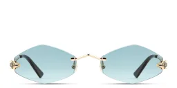 Shop Cartier Panthère de Cartier Rimless Irregular Sunglasses in Gold online.