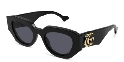 Shop GUCCI Irregular Sunglasses in Black online.