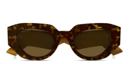 Shop GUCCI Irregular Sunglasses in Havana online.