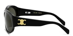 Shop CELINE Triomphe Oval Sunglasses in Black online.