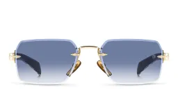 Shop DAVID BECKHAM Irregular Sunglasses in Gold Black online.
