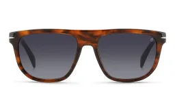 Shop DAVID BECKHAM Square Sunglasses in Brown Horn online.