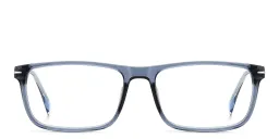 Shop DAVID BECKHAM Timeless Icons Wide Rectangle Eyeglasses in Blue online.