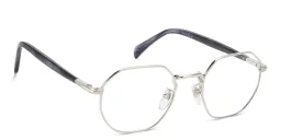 Shop DAVID BECKHAM Talisman Irregular Eyeglasses in Striped Black Pladium online.
