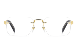 Shop DAVID BECKHAM Talisman Rimless Rectangle Eyeglasses in Gold Black online.