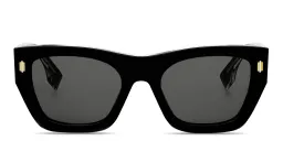 Shop FENDI Fendi Roma Black Rectangular Sunglasses in Black online.