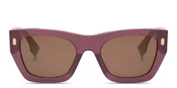 Shop FENDI Fendi Roma Black Rectangular Sunglasses in Transparent Purple online.