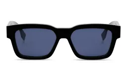 Shop FENDI O'Lock Brown Rectangular Sunglasses in Black online.