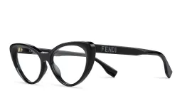 Shop FENDI Lettering Oval Eyeglasses in Black online.