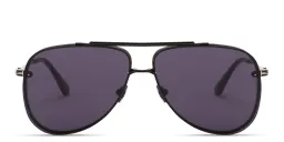 Shop TOM FORD Leon Pilot Sunglasses in Shiny Black online.