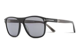 Shop TOM FORD Frances Square Sunglasses in Shiny Black online.