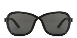 Shop TOM FORD Fernanda Wide Butterfly Sunglasses in Shiny Black online.