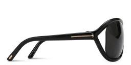 Shop TOM FORD Fernanda Wide Butterfly Sunglasses in Shiny Black online.