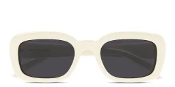 Shop SAINT LAURENT Logo Rectangle Sunglasses in Ivory online.