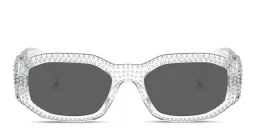 Shop VERSACE Medusa Biggie Irregular Sunglasses in Clear online.