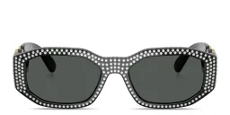 Shop VERSACE Medusa Biggie Irregular Sunglasses in Black online.