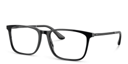 Shop GIORGIO ARMANI Wide Rectangle Eyeglasses in Black online.