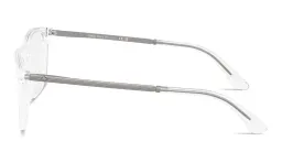 Shop GIORGIO ARMANI Engraved Logo Wide Rectangle Eyeglasses in Clear online.