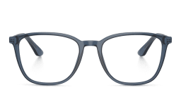 Shop GIORGIO ARMANI Square Eyeglasses in Transparent Blue online.