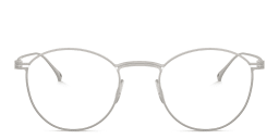 Shop GIORGIO ARMANI Panthos Eyeglasses in Matte Silver online.