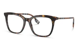 Shop BURBERRY Check Pattern Square Eyeglasses in Dark Havana online.
