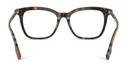 Shop BURBERRY Check Pattern Square Eyeglasses in Dark Havana online.