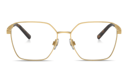 Shop Dolce & Gabbana DG Logo Wide Square Eyeglasses in Gold online.