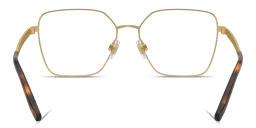 Shop Dolce & Gabbana DG Logo Wide Square Eyeglasses in Gold online.