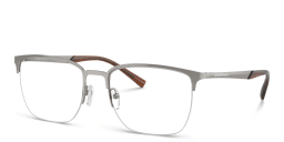 Shop Emporio Armani Half-Rim Square Eyeglasses in Gunmetal online.