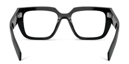 Shop PRADA Logo Irregular Eyeglasses in Black online.