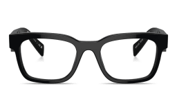 Shop PRADA Logo Signature Pillow Eyeglasses in Black online.