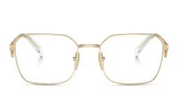 Shop PRADA Wide Irregular Eyeglasses in Pale Gold online.