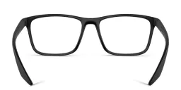 Shop Prada Linea Rossa Wide Pillow Eyeglasses in Black Rubber online.